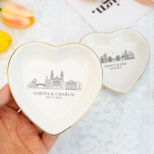 Personalized Skyline Jewelry Dish, City Ring Dish, Landscape Ring Holder, Custom City Skyline Gift,City Attraction Trinket Dish, Couple Gift