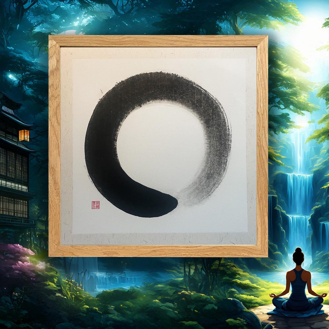 Handwritten Ensō Zen Circle Art, Framed Original Japanese Calligraphy ...