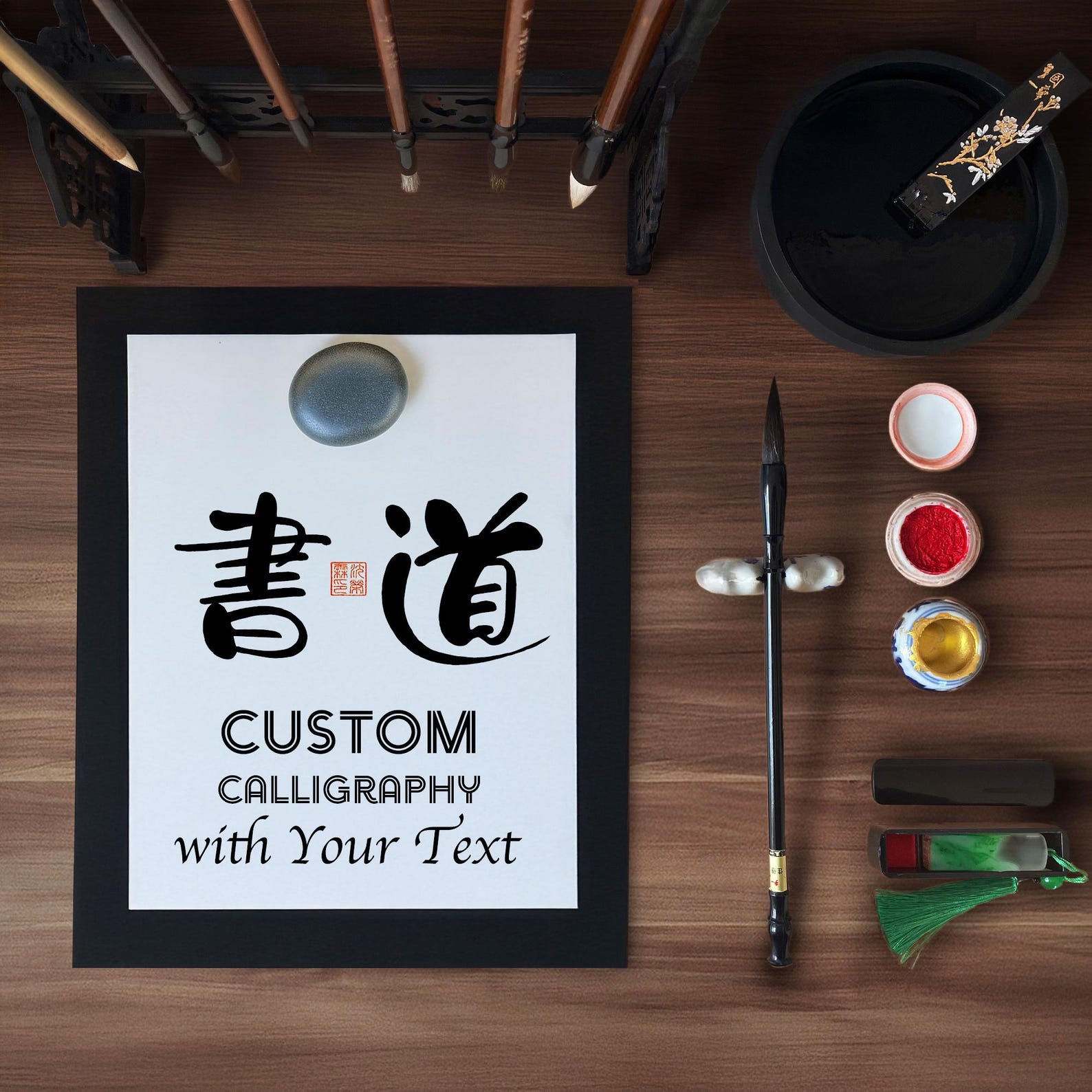 Framed Original Japanese Calligraphy Art – 
