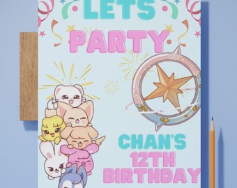 Invitación de cumpleaños de Stray Kids (Skzoo) 001