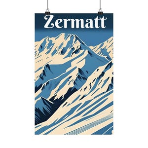 Skiing Mountains Poster, Snowy Slopes Wall Art Print, Winter Sports Decor, Alpine Ski Lodge Decoration, Vertical Ski Poster, Mountain Range