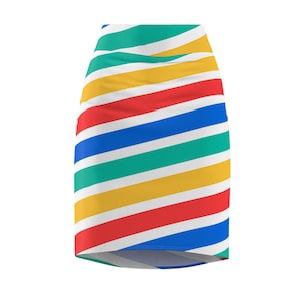 Colorful Women&#39;s Pencil Skirt, Vibrant Patterned Skirt, Stylish Midi Skirt, Fashionable Knee-Length Skirt, Bright Printed Skirt for Women,