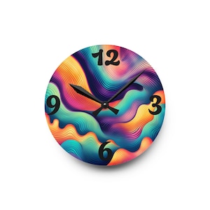 Colorful Acrylic Wall Clock - Modern Home Decor, Unique Timepiece, Vibrant Office Wall Art, Round Clock, Bright Colors