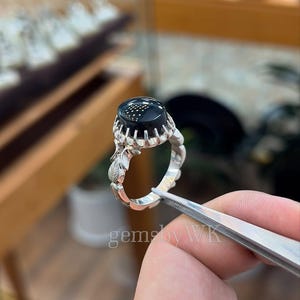 Silberring mit schwarzem Achat Stein natürliche Aqeeq Sterling Silber 925 handgefertigt für Männer schwarz Aqeeq