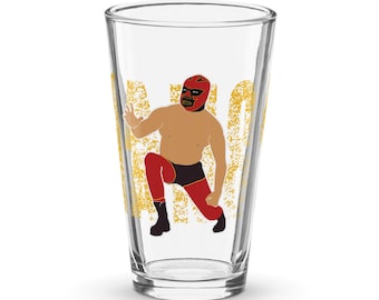 LUCHADOR Beer Glass, Hand To Hand, Mano A Mano Fighter