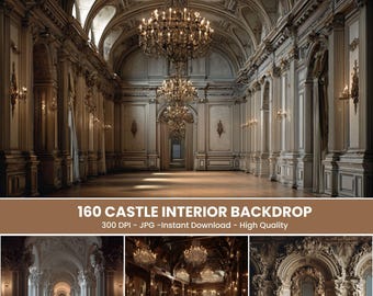 Décors de photographie d'intérieur de château, médiévaux, fantastiques (téléchargement numérique)