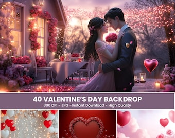 Cenário para o Dia dos Namorados - 40 fundos fotográficos românticos para decoração de amor, noivado e festas, temas de namorados