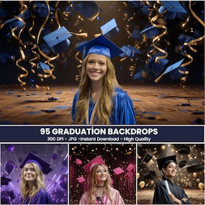 95 Graduation Digital Backdrops, Graduation Photography Background For Grad Background Senior Portrait Photo Grad Backdrop, School Grad