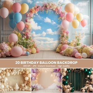 Party Balloon Arch Digital Backdrop: Birthday Cake Smash (JPG)