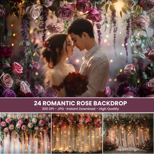 Cenário digital para fotografia de dia dos namorados, fundo digital composto de rosas românticas para crianças e animais de estimação, dia dos namorados ao ar livre
