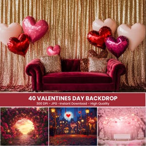 Valentines Day Backdrop | Heart Balloons Photo Background for Sweetheart Events & Parties | Romantic Decor for Celebrations