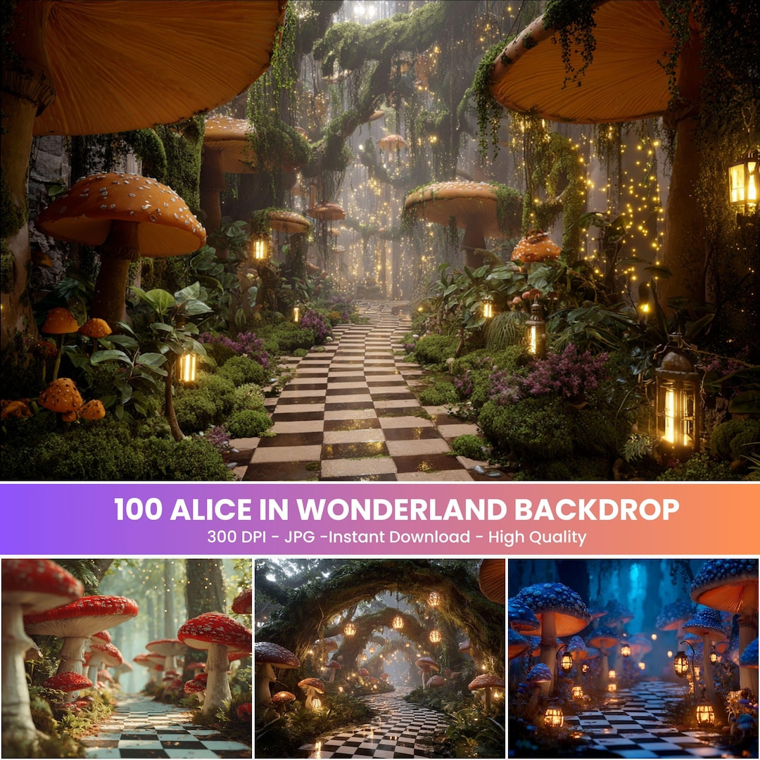 Alice in Wonderland Backdrops, Fantasy Digital Backgrounds, Fantasy ...
