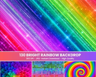 Heldere Regenboog: Achtergrondbundel, Levendige en Kleurrijke Ontwerpen, Digitale Achtergrond, 300 dpi