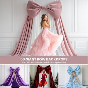 Cenário de laço gigante Eventos elegantes Decoração de laço grande impressionante para celebrações Cenário digital de maternidade Cenário de noivado Casamento