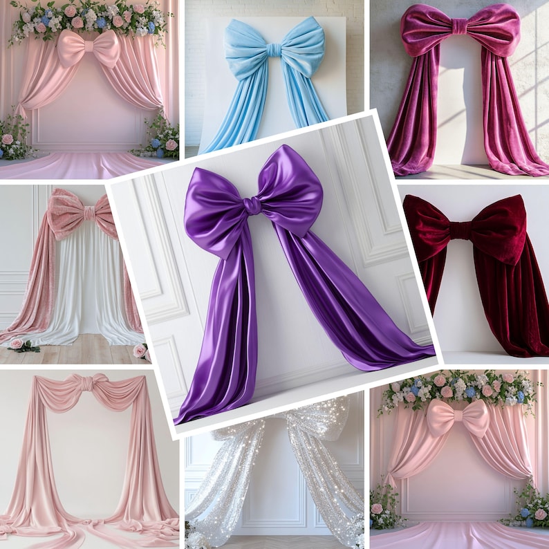 Red Giant Bow Backdrop: Elegant Celebration Photo Overlay (digital ...
