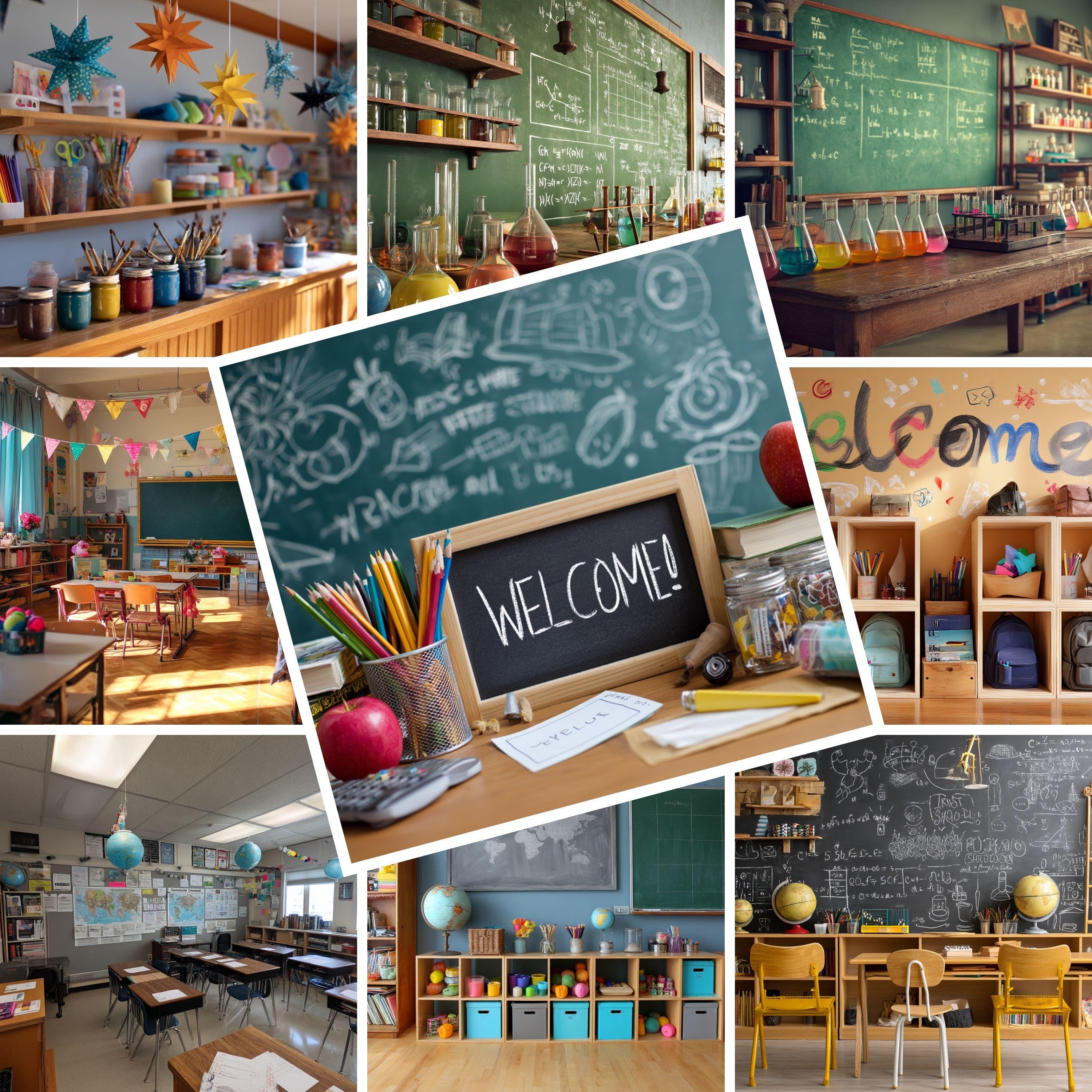 85 Back to School Digital Backdrops: Classroom Photography Backgrounds ...
