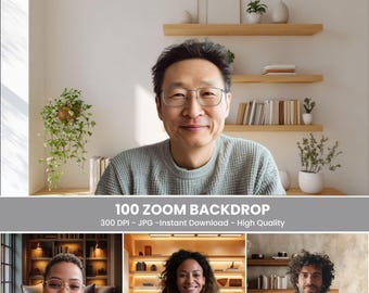 Modern Bookshelf Zoom Background, Virtual Office Backdrop (Digital Download)