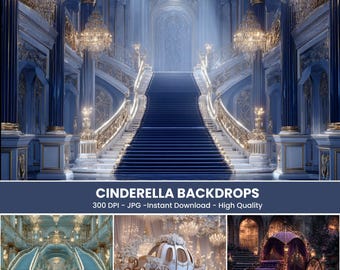 140 Cenários Digitais dos Sonhos da Cinderela, Perfeitos para Casamento, Aniversário, Gestante, Fundo, Sobreposição, Salões de Baile do Castelo da Cinderela