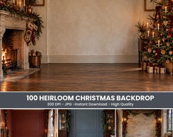 100 Heirloom Christmas Digital Backdrops | Vintage Holiday Photography Backgrounds | Old World Winter Bundle