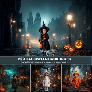 200 Halloween Digital Background Bundle, Pumpkin Backdrop, Spooky Enchanted Forest Backdrop, Halloween Background Pumpkin, Digital Backdrop