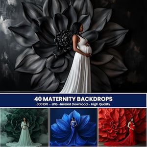 Blommig bakgrund för gravidfotografi: Fine Art Studio Overlay (digital nedladdning)