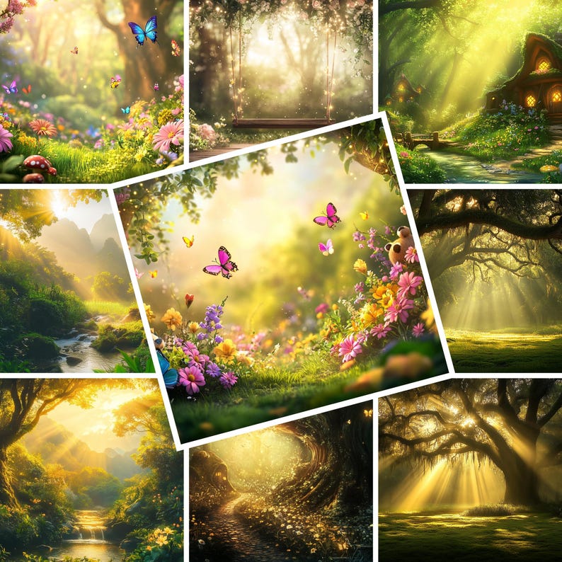Enchanted Forest Photography Backdrop: Magical Woodland Digital ...