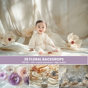 28 décors floraux - superposition de toile de fond numérique pour maternité, photos de nouveau-né et de studio, superpositions florales numériques pour Photoshop