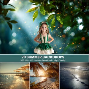 70 Summer Digital Backdrops, Summer Beach Composite Photos Background, Beach Studio Photography Digital Backdrop, Photoshop Overlays