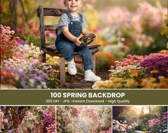 100 lentebloemen digitale fotografie-achtergronden, tuinstudio achtergronden, lente portret achtergronden lente fotografie (digitale download)