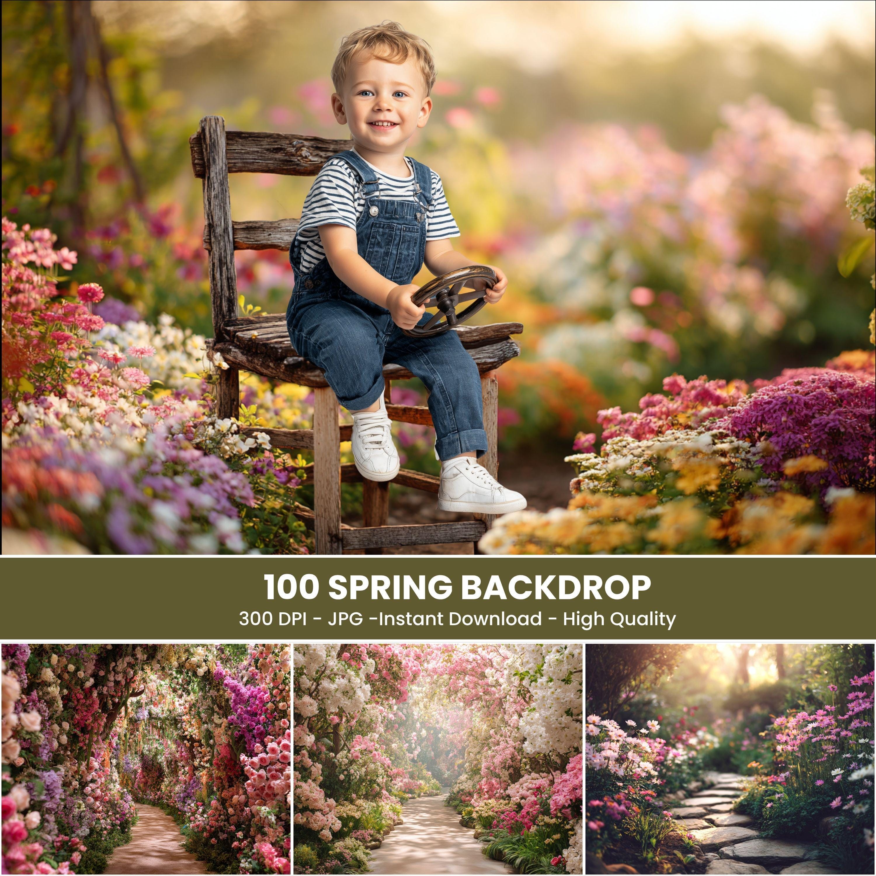 100 Spring Flowers Digital Photography Backdrops, Garden Studio ...