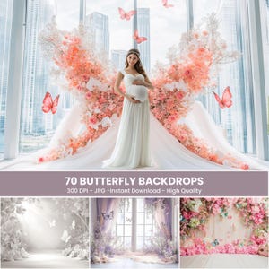 Butterfly Backdrop Overlays, Maternity Digital Backdrop Overlays, Butterfly Overlays Spring Photoshop, Flying Butterflies Background