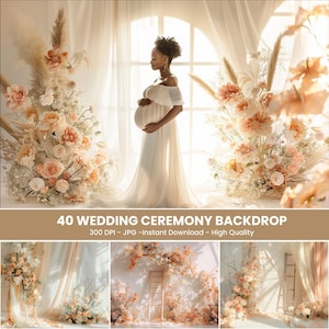Wedding Backdrop, White Room Backdrop for Wedding, Photography Backdrop, Digital Backdrop, Wedding Photo Backdrops, Overlays, Floral arch