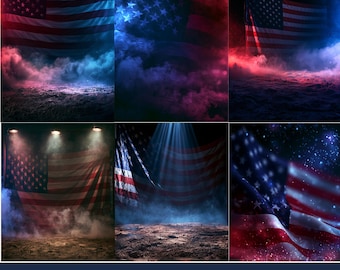 100 Fundos Digitais para Fotografia com Temas Americanos, Cenários de Estúdio com a Bandeira Americana, Fundos Patrióticos para Fotógrafos com Temas Esportivos