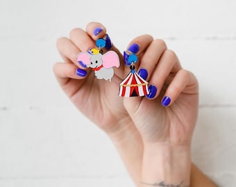 Par örhängen, handgjorda i metakrylat och rostfritt stål - DUMBO