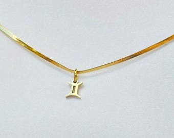 14K Gold Schlangenkette Sternzeichen Halskette: Personalisierter Sternzeichen Anhänger
