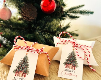 10 Mini Christmas Gift Bags - 10 Kraft or White Party Favor Boxes