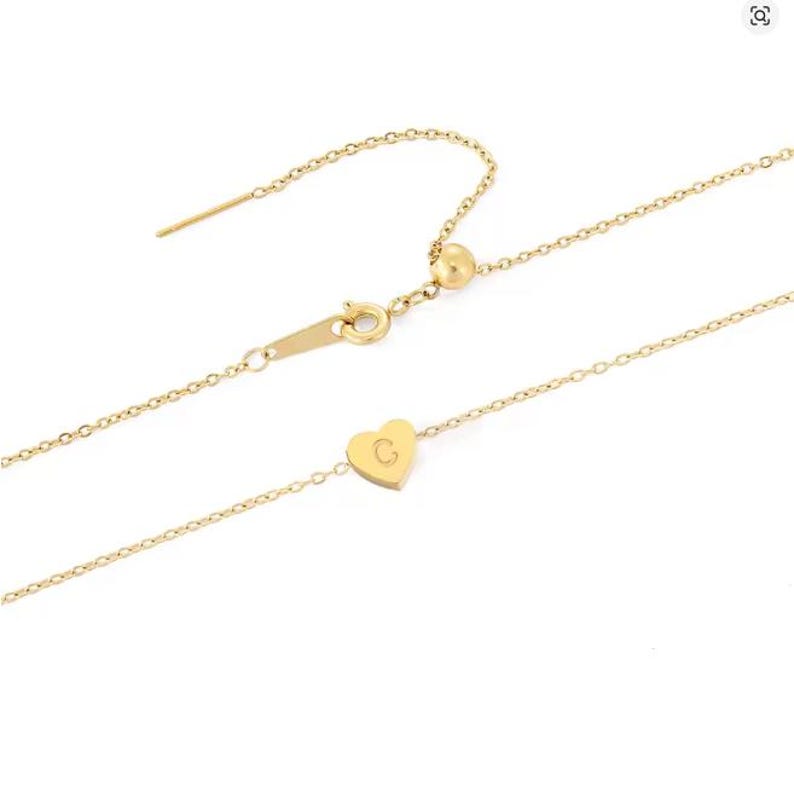 Personalized Bridesmaid Anklet Gift Set, Gold Heart Initial Anklet, Custom Name Jewelry Pouch, Bridal Party Gift, Wedding Favor