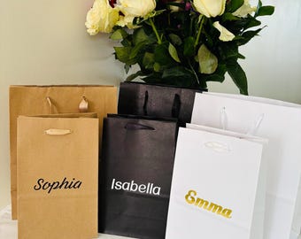 Personalized Paper Gift Bags: Custom Name, Wedding, Event Favor