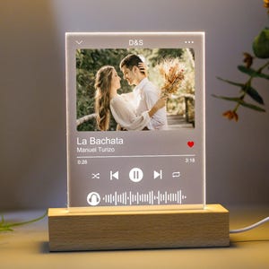 Custom Music Photo Night Light Plaque,Personalized Song Acrylic Plaque Gift for Her,Anniversary Birthday Gift for Boyfriend,Christmas Gift
