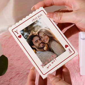 Personalized Playing Card Puzzle Block for Couple, Custom Photo Building Block, Wedding Anniversary Gift, Christmas Gifts for Boyfriend
