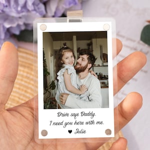 Personalized Photo Car Visor Clip, Dad Car Visor Clip, Father&#39;s Day Gifts from Kids, Husband Gift Drive Safe Sun Visor Clip, Car Accessories