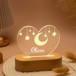 Personalized Night Light for Baby, Moon Star Clouds Night light With Baby Name, Nursery Decor, Gift for Kid, Baby Bedroom Lamp, Newborn Gift