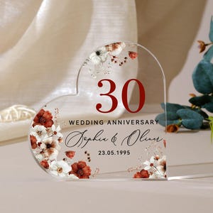 Personalized 30th Wedding Anniversary Gift, Wedding Anniversary Acrylic Plaque, Couple Gift, Wedding Keepsake Gift for Wife, Christmas Gift