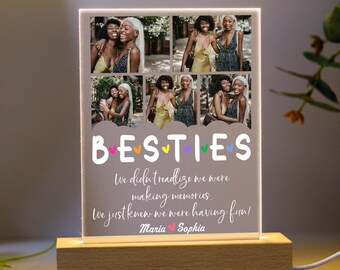 Personalized Besties Photo Night Light, Photo Collage LED Night Lamp for Sister, Soul Sister Gift, Birthday Gift for Her, BFF Christmas Gift