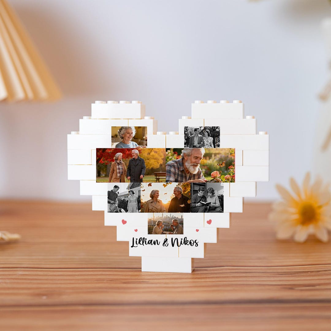 Custom Photo Collage Building Blocks, Personalized Valentine Gift for ...