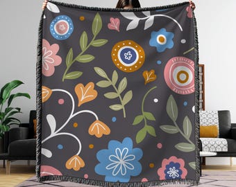 Gewebte Decke, Schöne Blumendecke, Abstrakte Kunst Decke, Wohnkultur, Geschenkideen