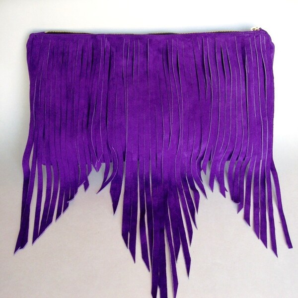 Suede Fringe Bag Purple - Last one Fall/ Winter color