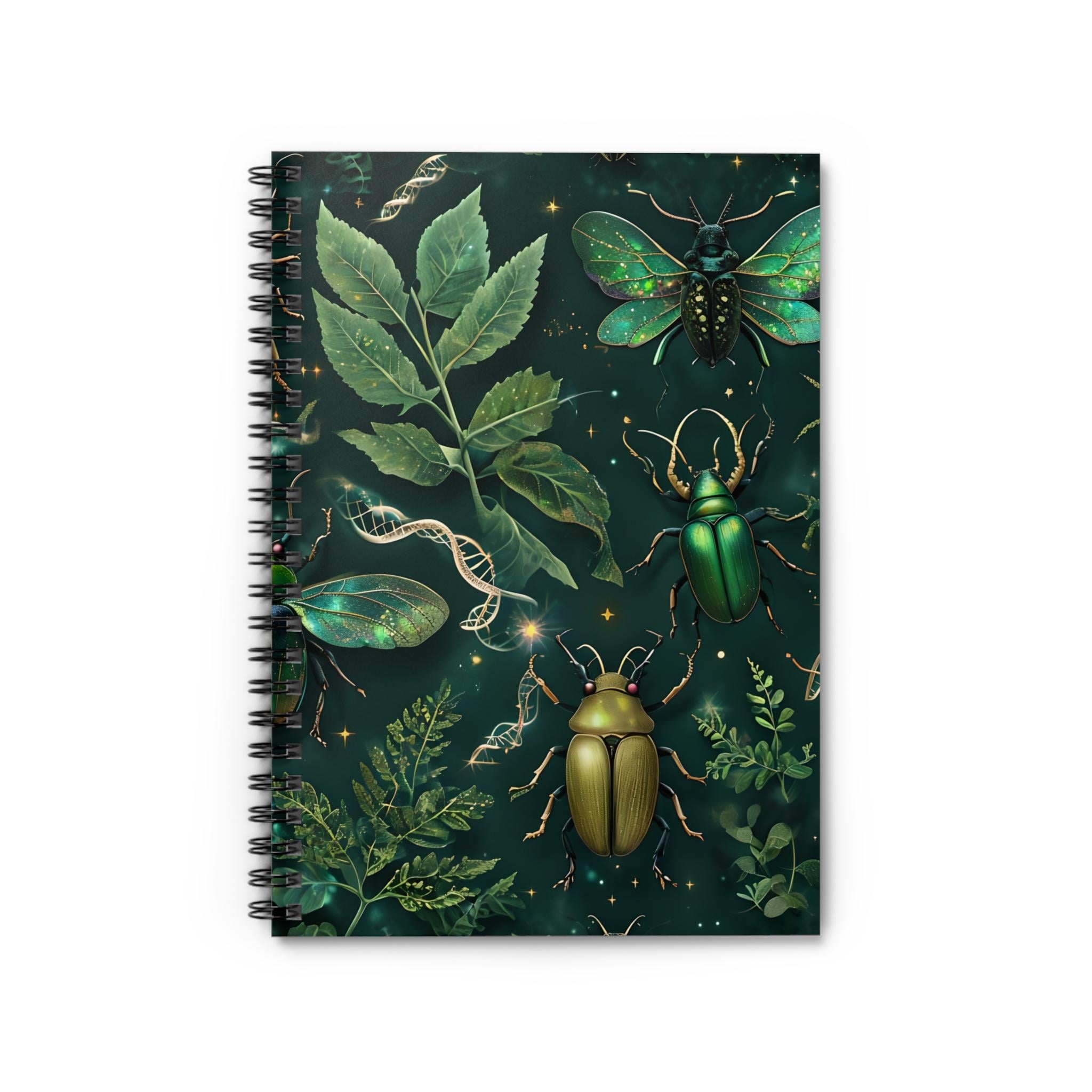 Insect Notebook Emerald Scarab Beetles Spiral Notebook | Ruled Journal, Botanical ...