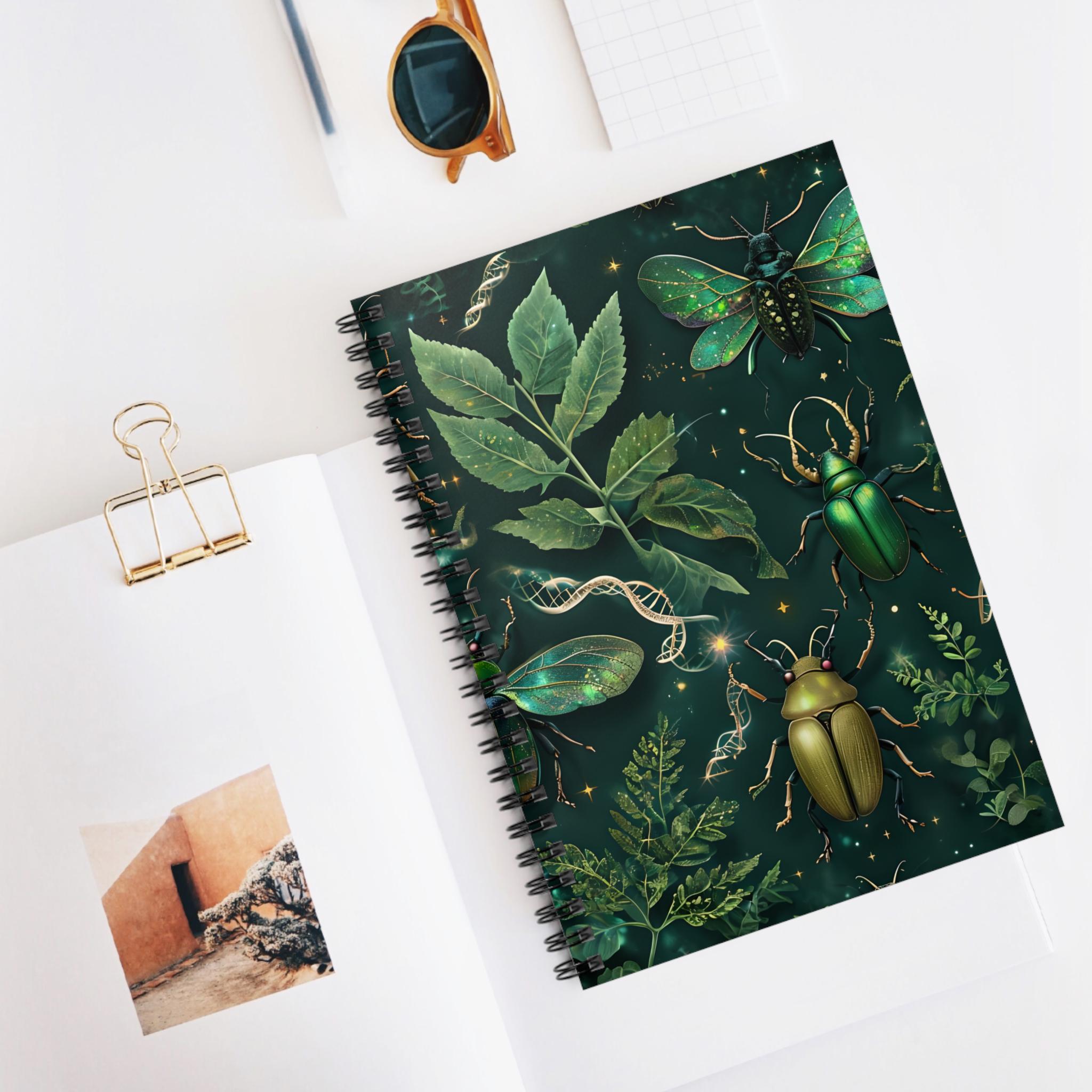 Insect Notebook Emerald Scarab Beetles Spiral Notebook | Ruled Journal, Botanical ...