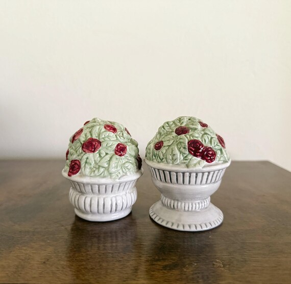 Vintage Rose Bush Salt & Pepper Shakers
